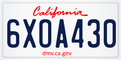 CA license plate 6XOA430