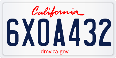 CA license plate 6XOA432