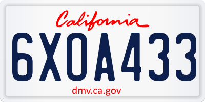 CA license plate 6XOA433