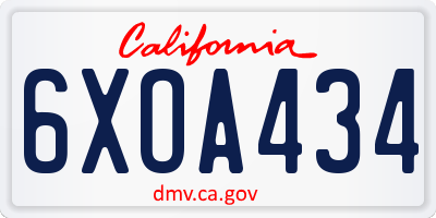 CA license plate 6XOA434