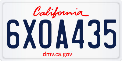 CA license plate 6XOA435