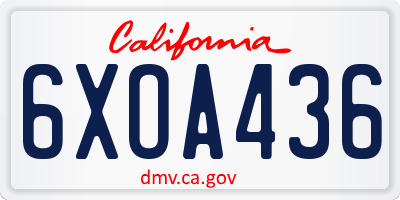 CA license plate 6XOA436