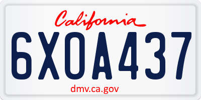 CA license plate 6XOA437