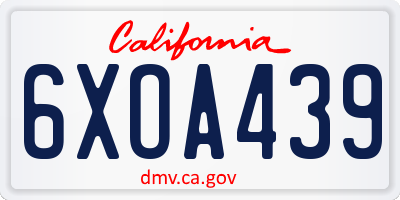 CA license plate 6XOA439