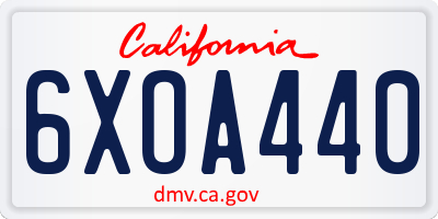 CA license plate 6XOA440