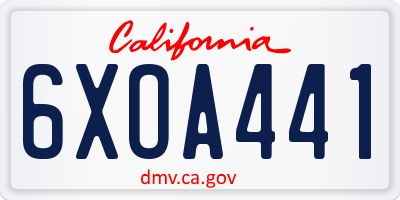 CA license plate 6XOA441