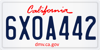 CA license plate 6XOA442