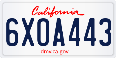 CA license plate 6XOA443