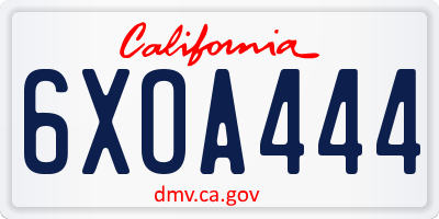 CA license plate 6XOA444