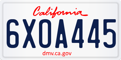 CA license plate 6XOA445