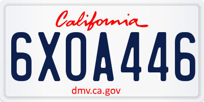 CA license plate 6XOA446
