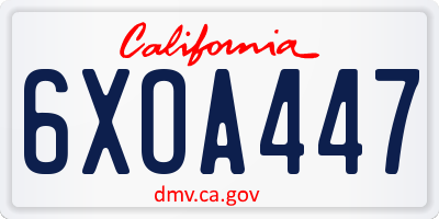 CA license plate 6XOA447
