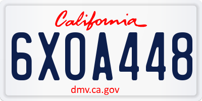 CA license plate 6XOA448