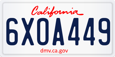 CA license plate 6XOA449