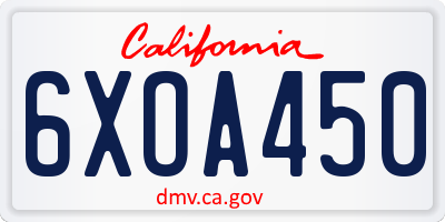 CA license plate 6XOA450