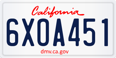 CA license plate 6XOA451