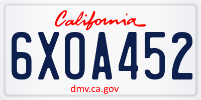 CA license plate 6XOA452