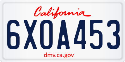 CA license plate 6XOA453