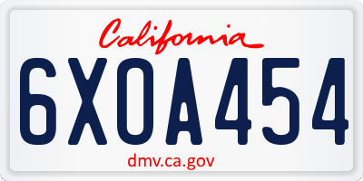 CA license plate 6XOA454