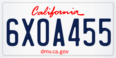 CA license plate 6XOA455