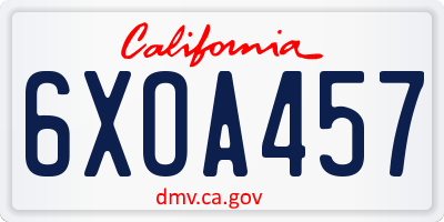 CA license plate 6XOA457