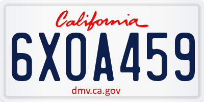 CA license plate 6XOA459
