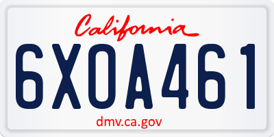 CA license plate 6XOA461