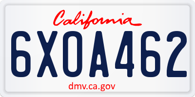 CA license plate 6XOA462