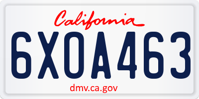CA license plate 6XOA463