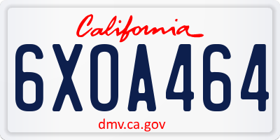 CA license plate 6XOA464