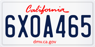CA license plate 6XOA465