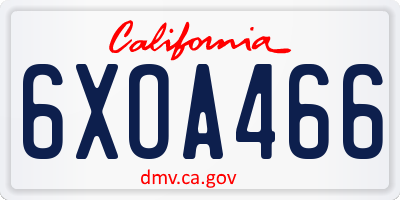 CA license plate 6XOA466