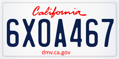 CA license plate 6XOA467