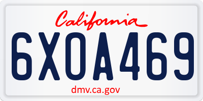 CA license plate 6XOA469
