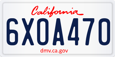 CA license plate 6XOA470