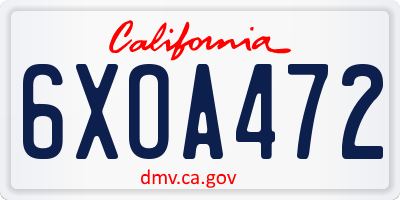 CA license plate 6XOA472