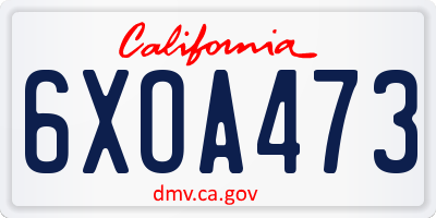 CA license plate 6XOA473
