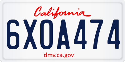CA license plate 6XOA474