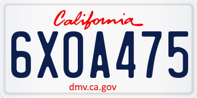 CA license plate 6XOA475