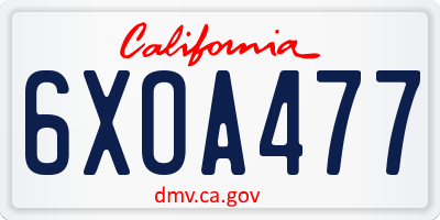 CA license plate 6XOA477