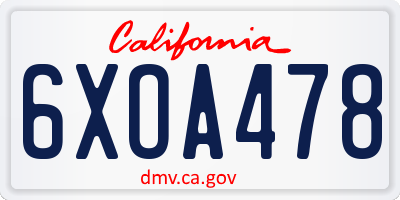 CA license plate 6XOA478