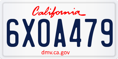 CA license plate 6XOA479