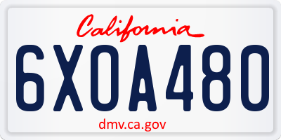 CA license plate 6XOA480