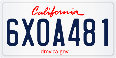 CA license plate 6XOA481