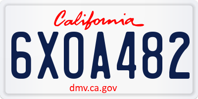 CA license plate 6XOA482