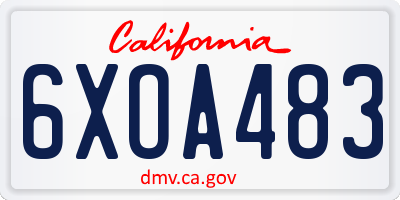 CA license plate 6XOA483