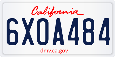 CA license plate 6XOA484