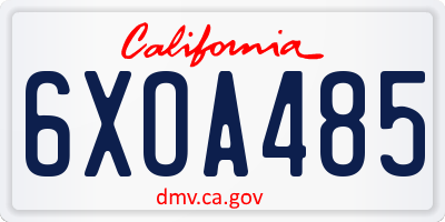 CA license plate 6XOA485