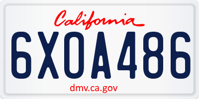 CA license plate 6XOA486
