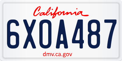 CA license plate 6XOA487
